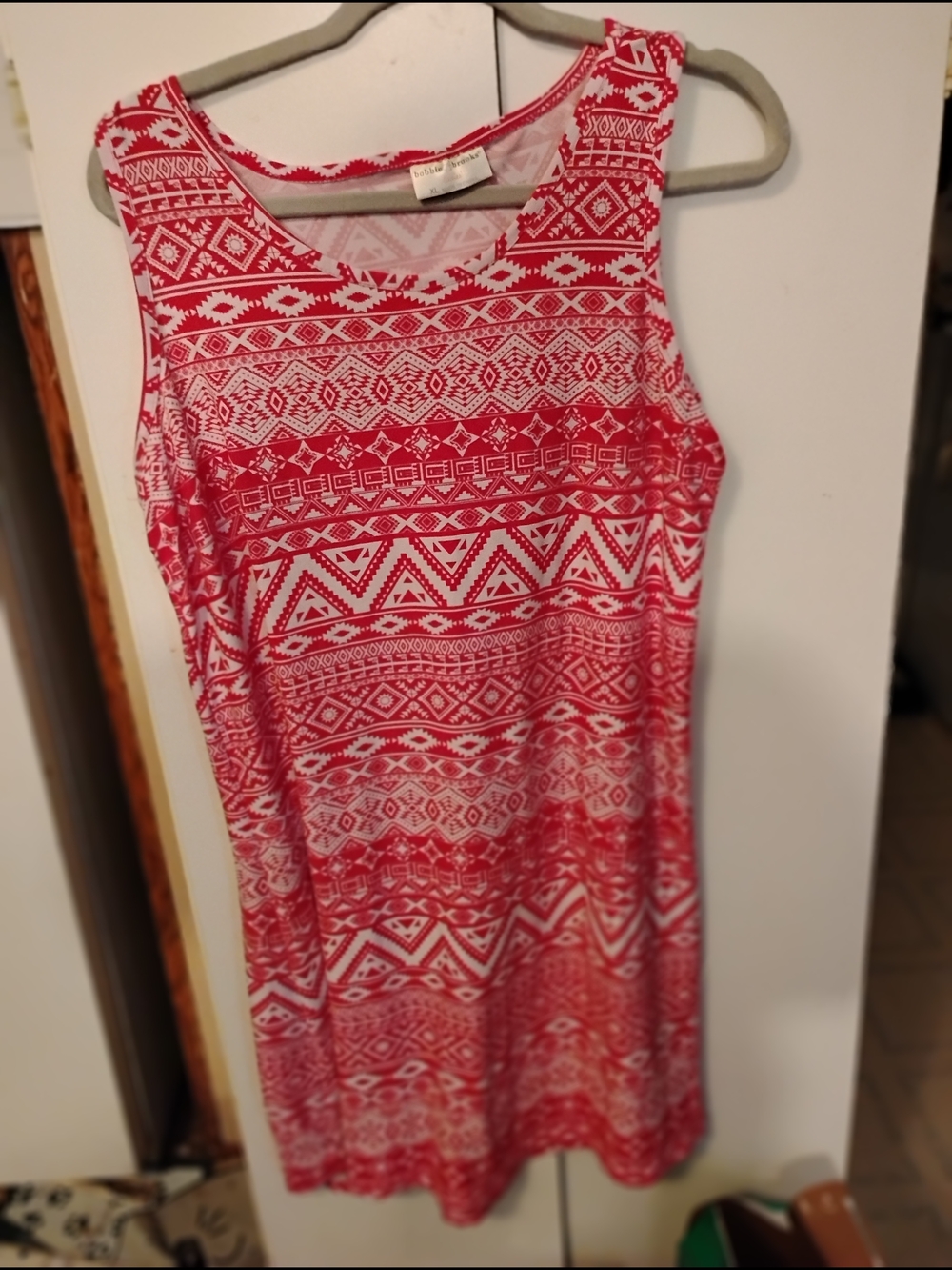 Bobbie Brooks Red and White Geometric Midi Dress
